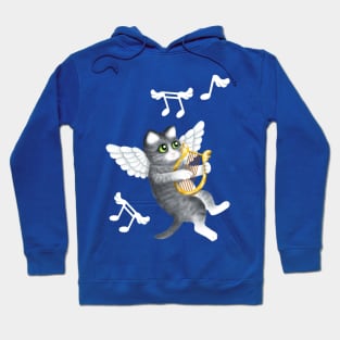 Grey Cherub Kitten Playing a Lyre Hoodie